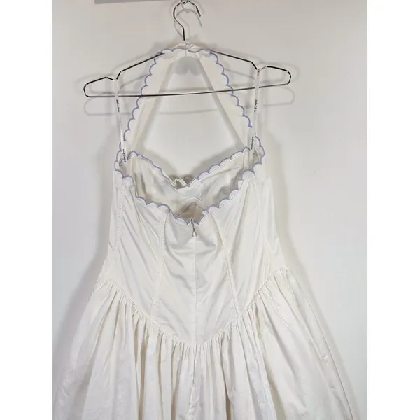 For Love & Lemons Mini Dress White Tea Time Poplin Bustier Basque Waist Medium - Image 9