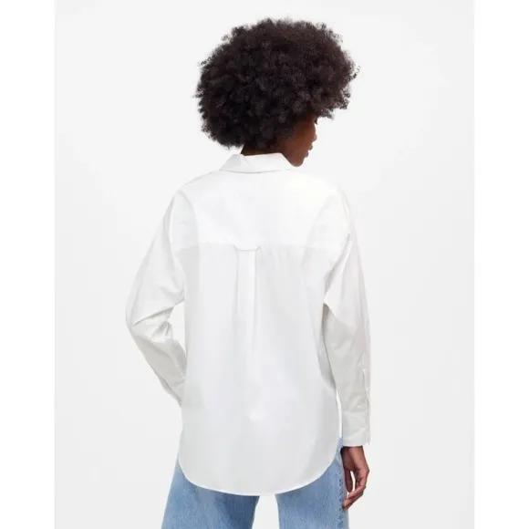 Madewell Top Womens 2XS White Oversized Button Up Shirt Casual Cotton‎ NU392 - Image 5