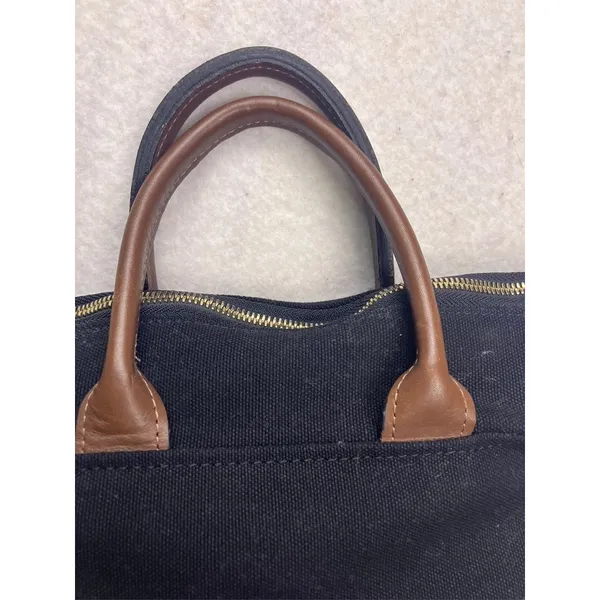 R.Riveter Black Canvas & Brown Leather Crossbody‎ Tote Bag American Handmade - Image 2