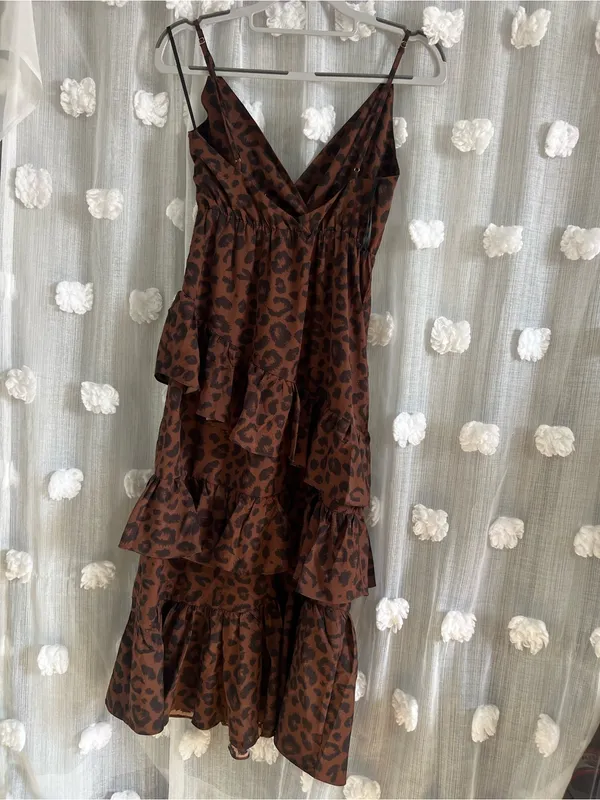 Hello Molly Brown Leopard Print Tiered Midi Dress - Image 2