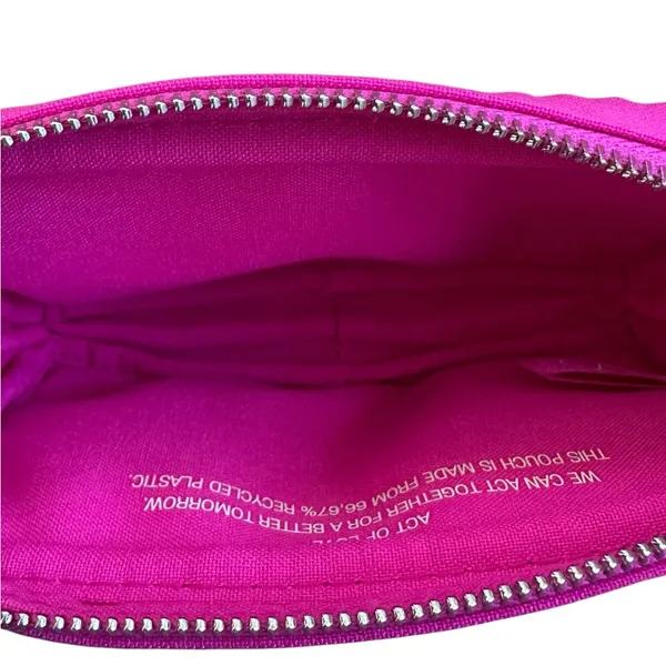 Valentino Hot Pink Studded Mini Clutch Pouch Bag Wallet Purse V Charm Zipper - Image 6
