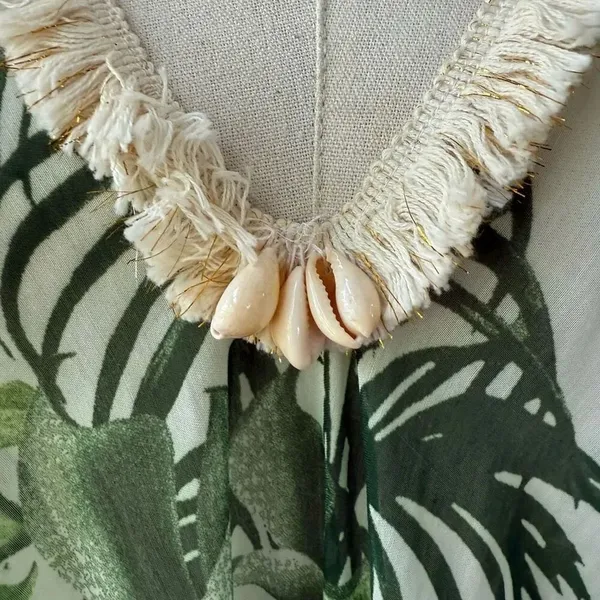 Subtle Luxury Pool To Party Green Frond Pool Swim Coverup Sundress $100 OSFM - Image 4