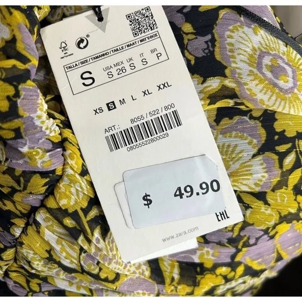 NWT Zara Ruched Floral Mini Dress Sz S - Image 7