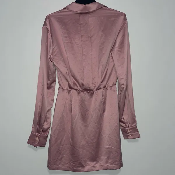 Commence Dusty Rose Satin Shirt Dress - Image 4