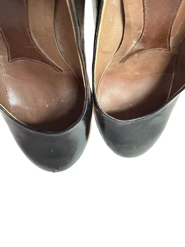 Marni Black Brown Two Tone Leather Closed Toe Platform Heels Pumps Size 8 Womens - Image 8