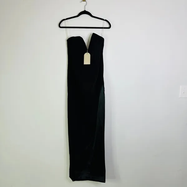 NEW Meshki NATASHA Pointed Corset Maxi Dress Size Large Black Slit Cocktail Gown - Image 2