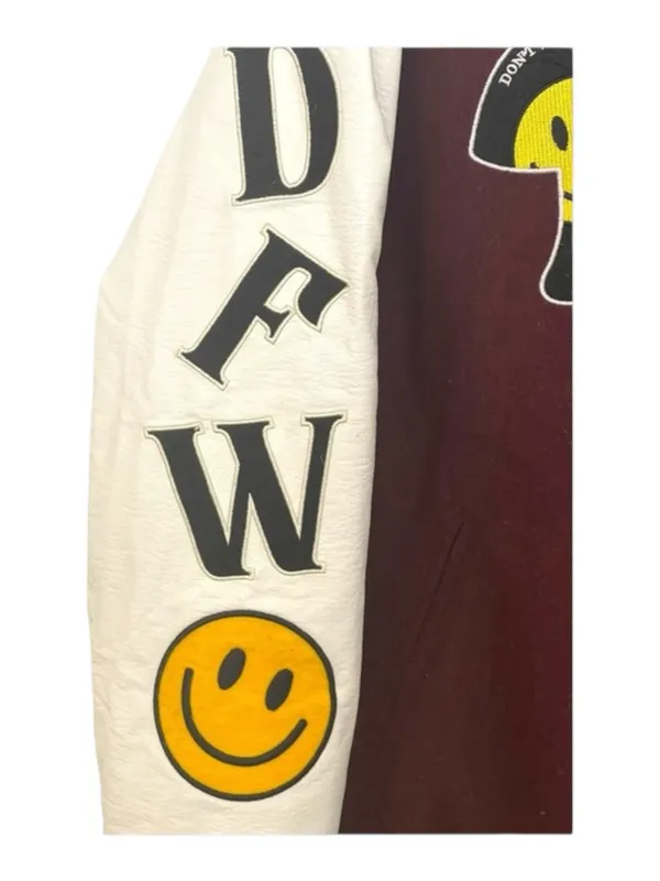 PacSun ࿊ DFW Varsity Patchwork Faux Leather Jacket ࿊ Burgundy ࿊ Men S ࿊ Women M - Image 11