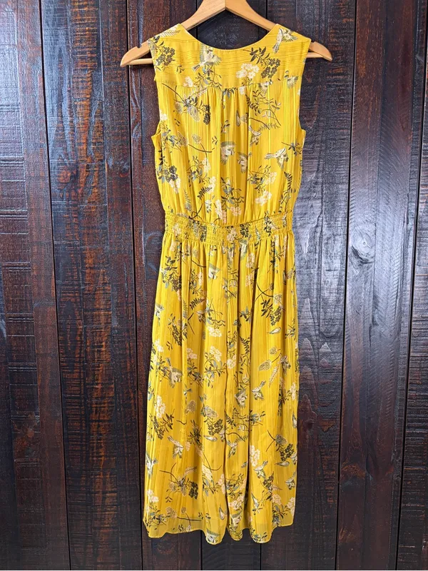 London Times Birds & Florals Smocked Midi Dress Size 2 - Image 9