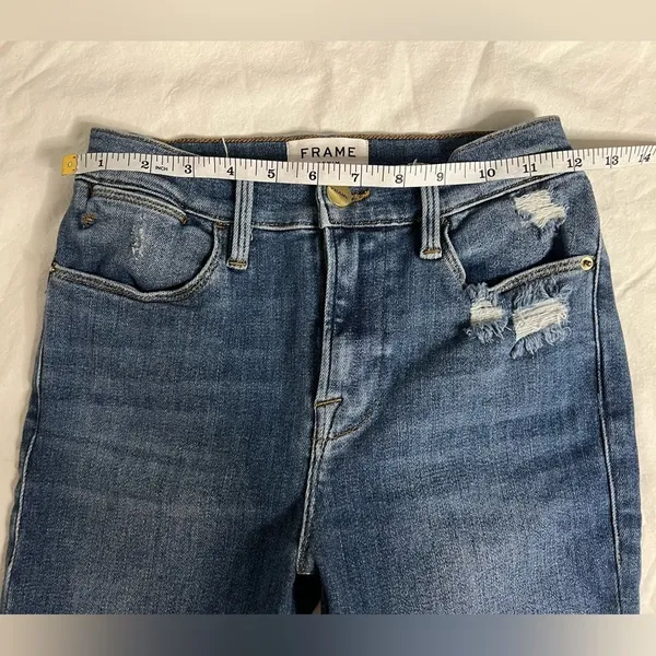 Frame Le High Skinny Distressed Blue Jeans 25 - Image 9