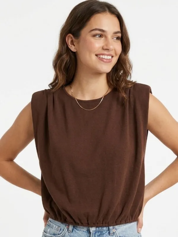 Zara Woman’s Brown Sleeveless Elastic-Hem Women's Top size Medium - Image 10