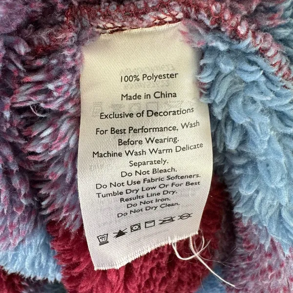 Eddie Bauer Plaid Blue Red Cozy Mock Neck 1/4 Zip Fleece Plush Pullover‎ Size M - Image 5
