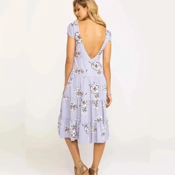 Free People Purple Rita Floral Tiered‎ Midi Dress Size Small - Image 2