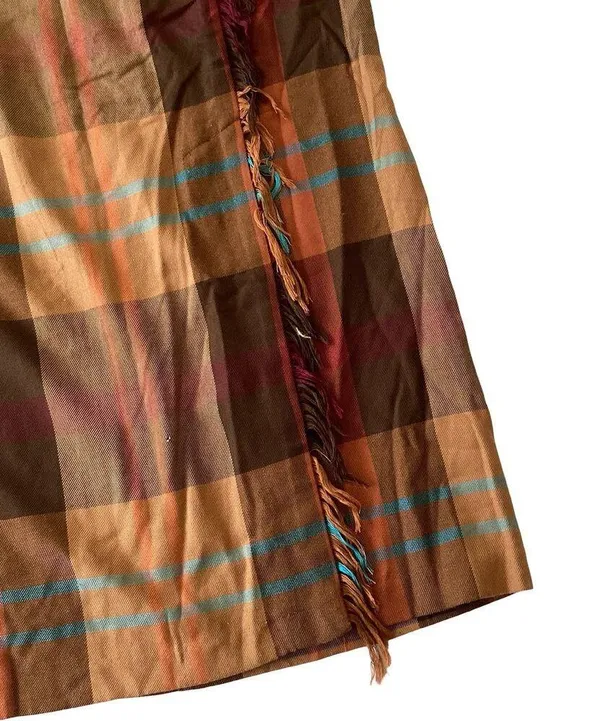 Vintage Long Plaid Skirt Brown Size 8 - Image 2