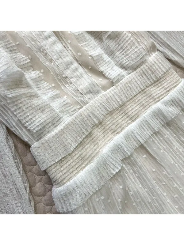 NWT Elliatt Dotted Organza Ivory Ruffled Layering Dress Long Sleeve Like S - Image 6