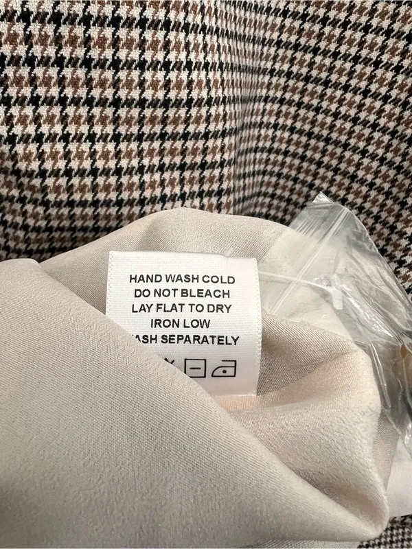 NWOT L'Academie Brown Houndstooth Coat Women's Small Button Front Tailored - Image 9
