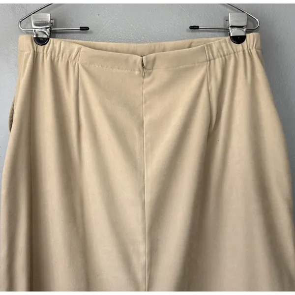 David Brooks Skirt Size 12 Neutral Tan Faux Suede Minimalist Modest Straight - Image 5