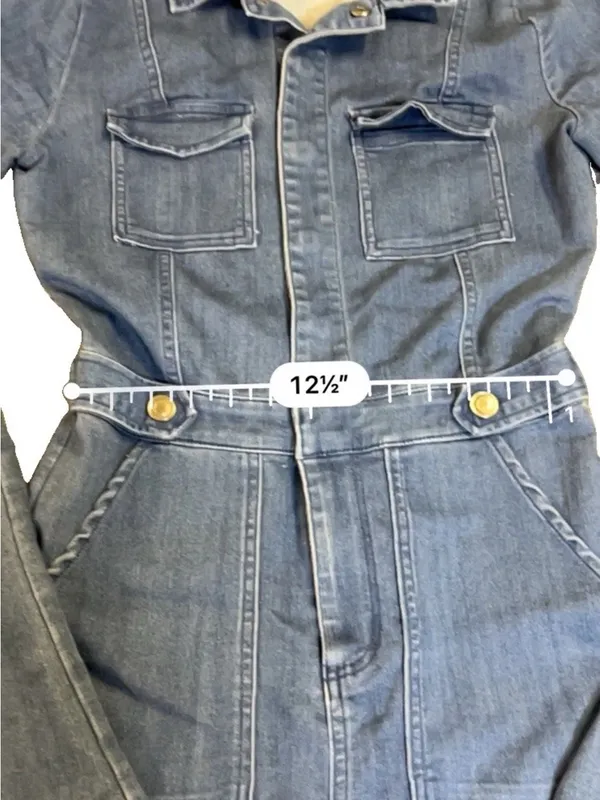 Blashe Denim Skinny Jumpsuit Medium Wash S Coastal Cowgirl Western Chic 70’s - Image 4