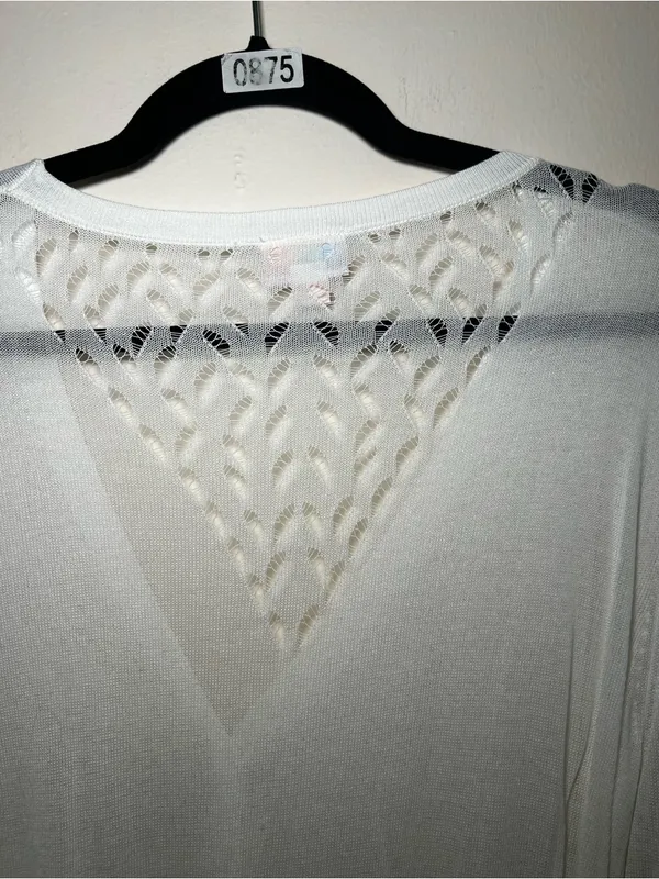 LuLaRoe Cheryl White V-Neck Button Cardigan - Image 3