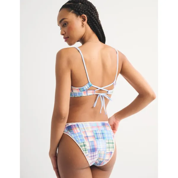 ABERCROMBIE & FITCH Reversible Bikini Top & Bottoms in Blue Plaid Size XS - Image 4