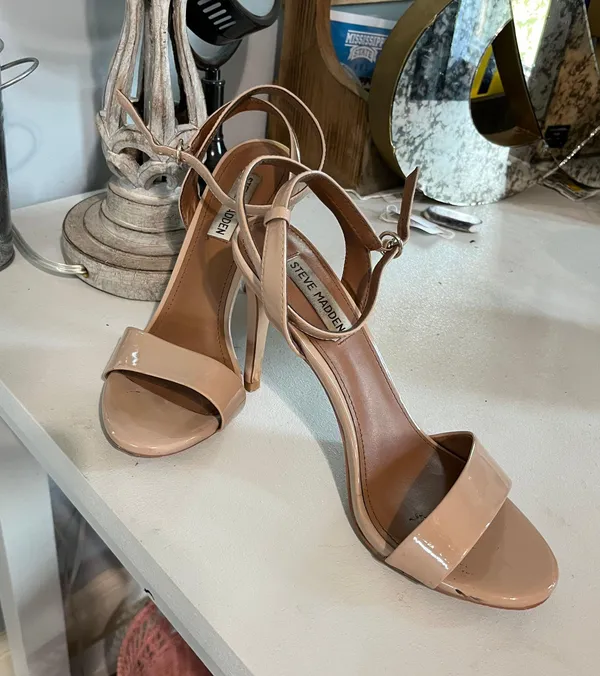 Steve Madden Reno Sandals High Heels Stiletto Tan Size 8.5 - Image 11