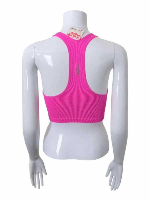 NEW FP Movement Ribbed Racerback Crop Top Size XS Tropical Pink - Image 5
