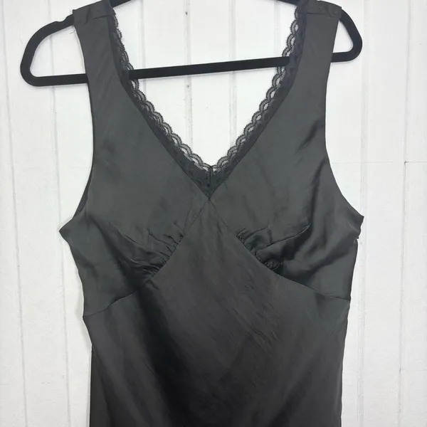 American Eagle Outfitters Black satin Lace Chemise dress‎ Size L - Image 3
