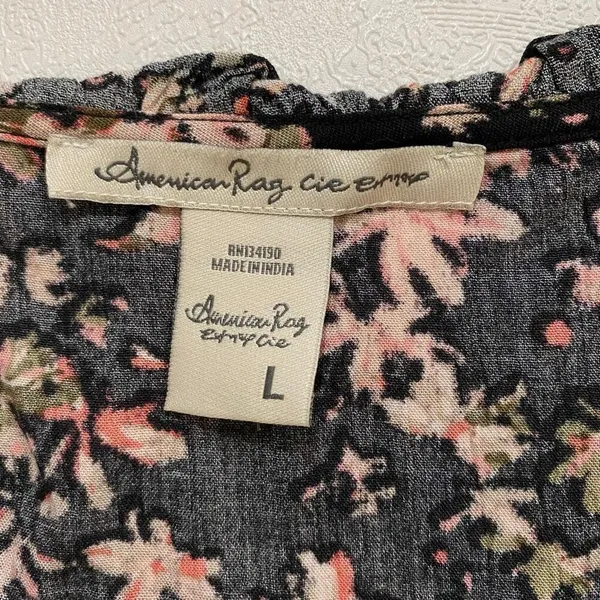 American Rag Cie Floral Cold Shoulder Tank Top Size L Boho Peasant Blouse - Image 4