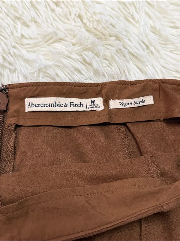 Abercrombie & Fitch Brown Mini Suede A-Line Skirt - Image 4