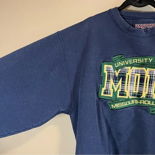 ✨‎ Vintage Jansport University of Missouri Rolla Mom Blue Sweatshirt Large - Image 3