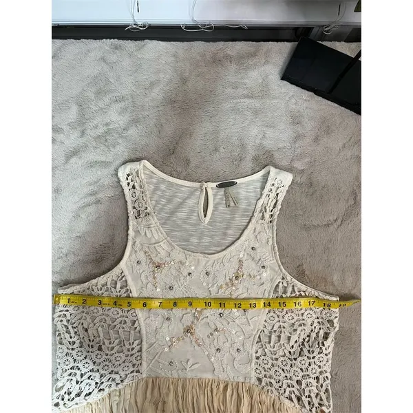 Ginnicks by BKE Women's Ivory Tunic Tank Top M Lace Rhinestone Trim - Image 11