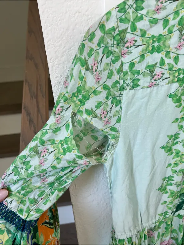 By Anthropologie Long-Sleeve Printed Maxi Shirt Dress in Green - Image 6