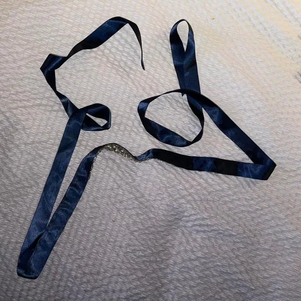 Navy blue and silver rhinestone - 74" in length - Image 2