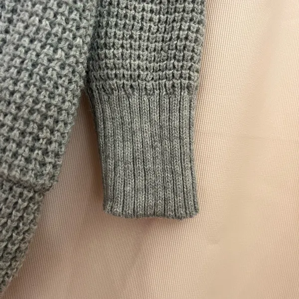 Gray and White Chunky Knit Cardigan Sweater - Image 7