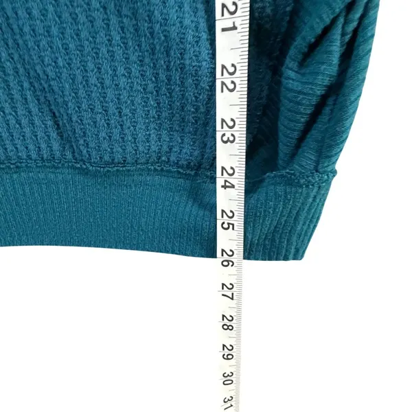 Free People We The Free Santa Clara Thermal Top XS Blue Waffle Knit Relaxed Boho - Image 9
