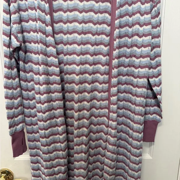 Free People Intimately Longline Cardigan Duster Chevron‎ Knit Lounge Size Medium - Image 2