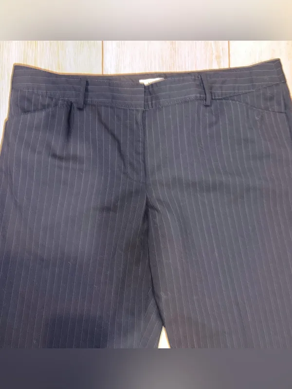 Anne Klein Wool Blend Charcoal Pinstripe Wide Leg Dress Pants 14 - Image 4