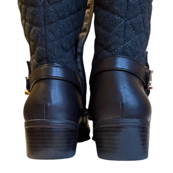 Charter Club Wide Calve Brown Faux Leather‎ & Grey Quilted Riding Boots Sz 7.5 - Image 12