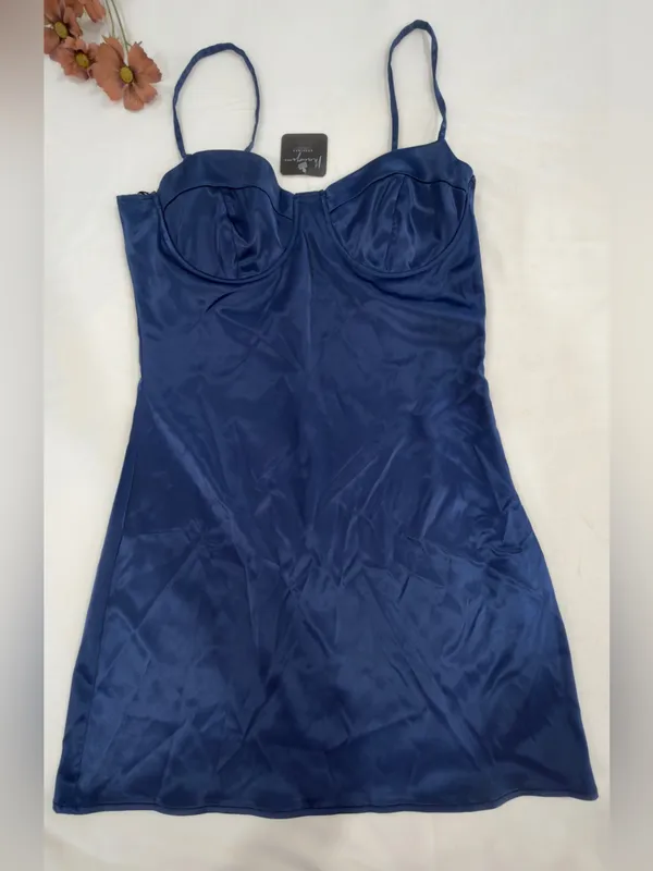Dollskill Satin Mini Dress in Royal Blue - Sleek Women's Slip Dress - Image 4