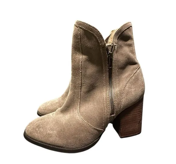 Seychelles Lori Penny Double Zip Heeled Bootie Women's 10 Taupe Leather - Image 3