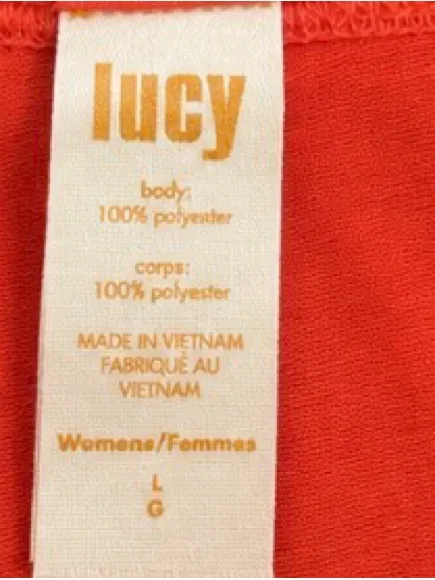 Lucy Activewear Cap Sleeve Workout Top Orange Size Large - Image 4