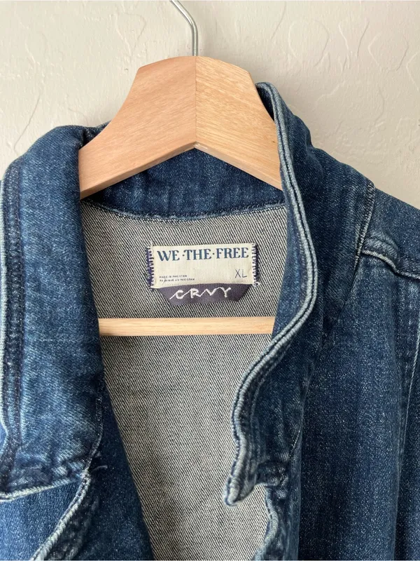 Free People Ring the Alarm Denim Sleeveless Jumpsuit One Piece Curvy XL - Image 6