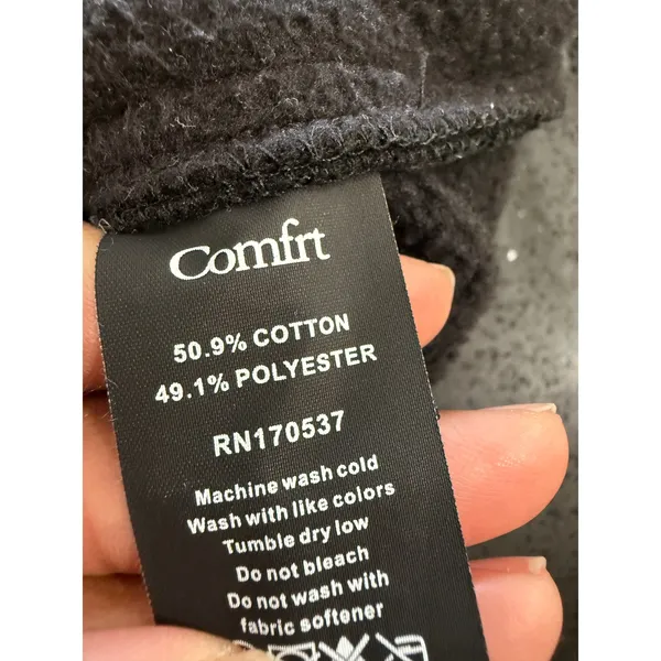 Comfrt Womens‎ XS Black Full Zip Hoodie Oversized Utility Sleeve Logo Sweatshirt - Image 9