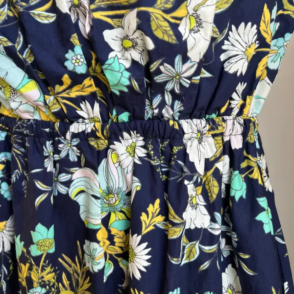 Anthropologie‎ Floral Ruffled Strapless Blue A Line Dress NWT Size Large - Image 9