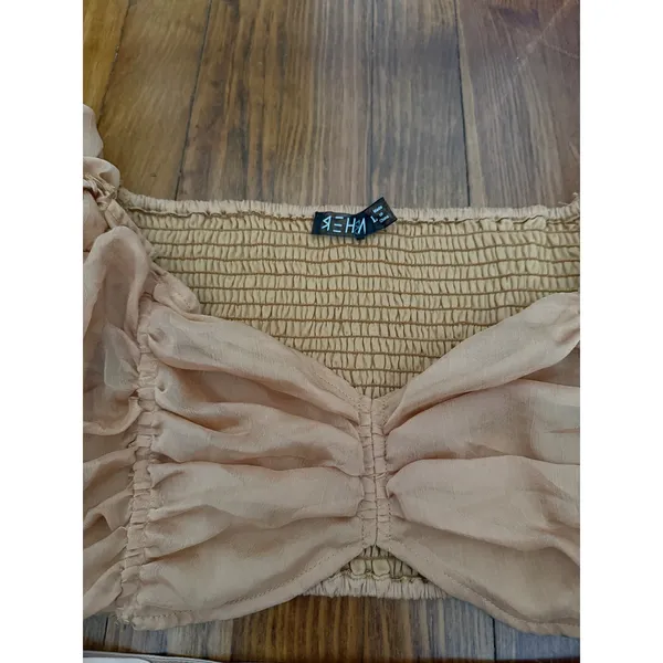 Rehab Women Champagne Ruched 2 Piece Set Crop Top Midi Skirt Size L‎ - Image 9