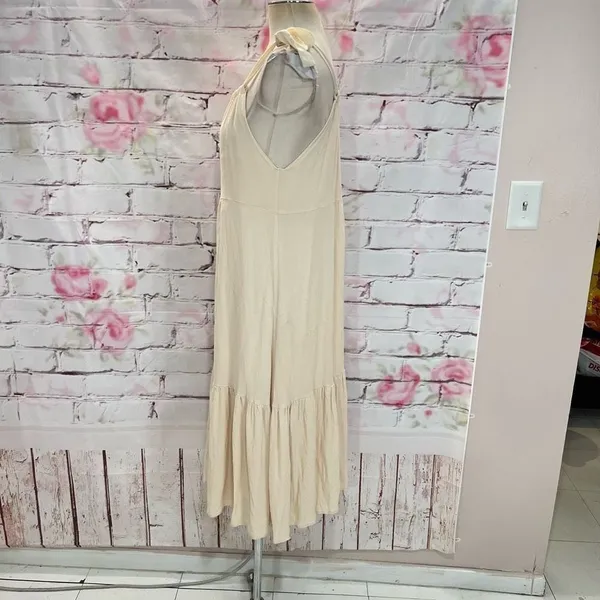 🔥🔥5 for $25🔥🔥 Lulus Sleeveless Tie Ribbon Shoulder Ruffled Cream Maxi Dress - Image 6
