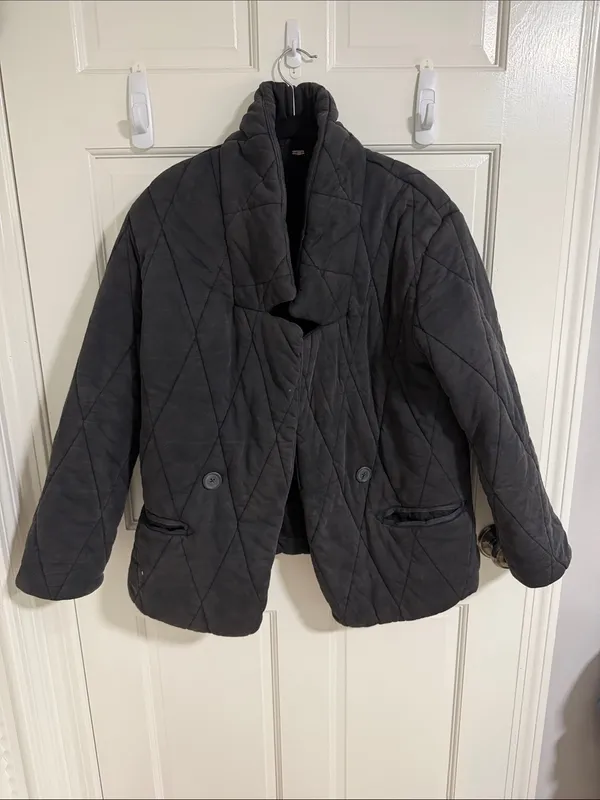 Free People Quilted Shawl Collar Jacket - Black - Image 2
