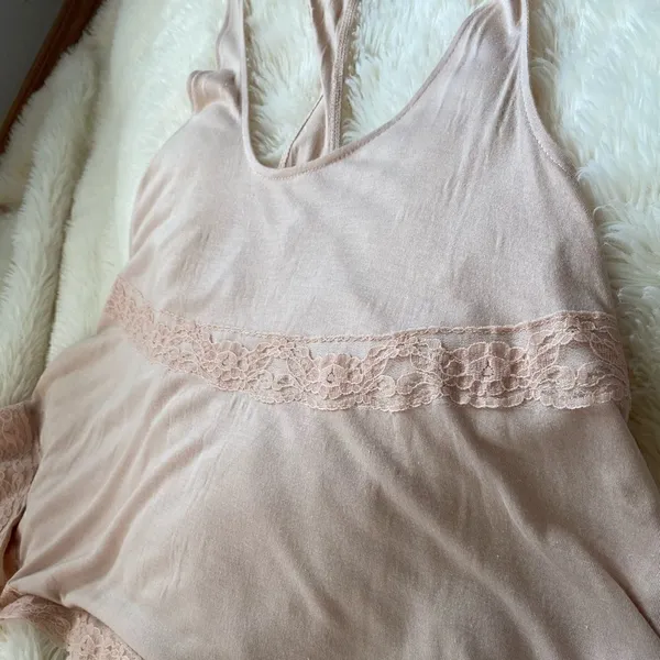 Pink Lace Loose Tank Top Pink Size M - Image 5