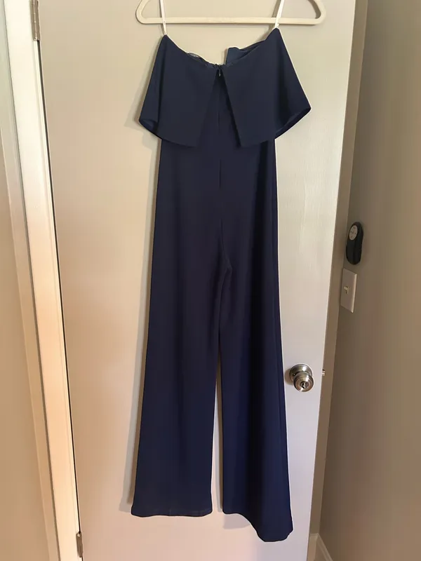 Lulus Navy Strapless Jumpsuit - Image 4