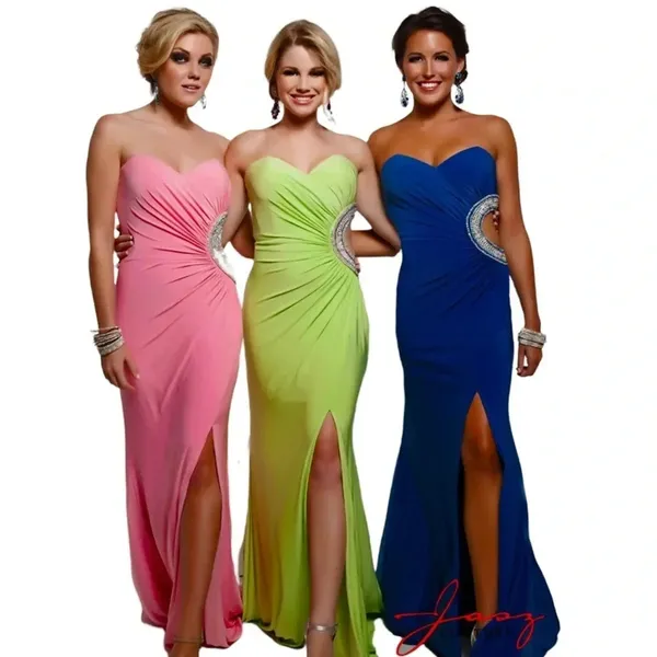 NWT Jasz Dress Strapless Gown Open Side with Rhinestones Bright Green Size 00 - Image 3