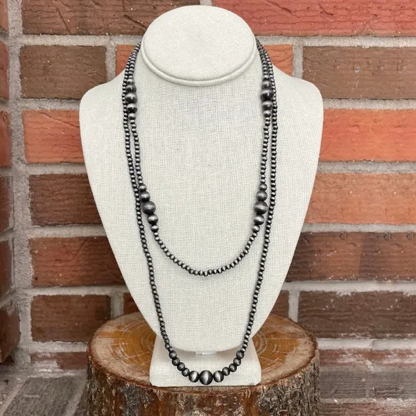Navajo Style Pearl Graduated Double Layer Necklace - Image 2